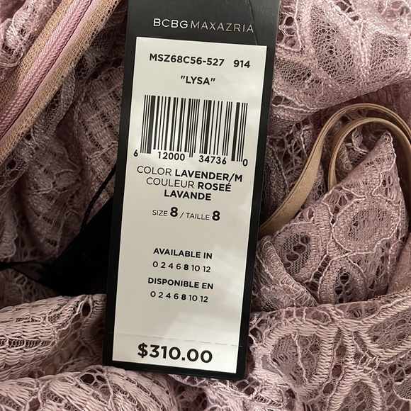 BCBG Max Azria Lysa Flounce Asymmetrical Dress - NEW with Tag Size 8 Lav… - Picture 9 of 9